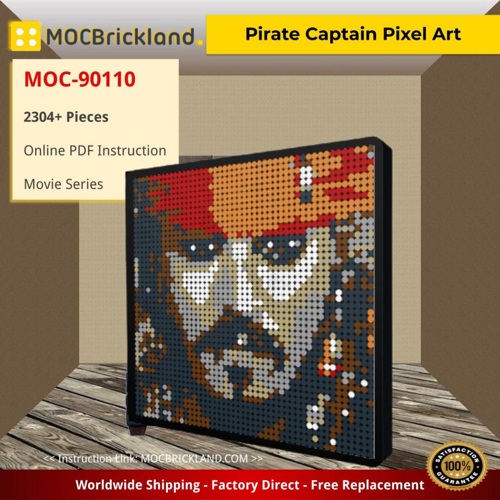 Pirate Captain Pixel Art Movie MOC 90110 With 2304 Pieces MOC Brick Land