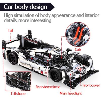 Porsche 919 Hybrid Sports-Car Technic CADA C61016 with 1589 pieces