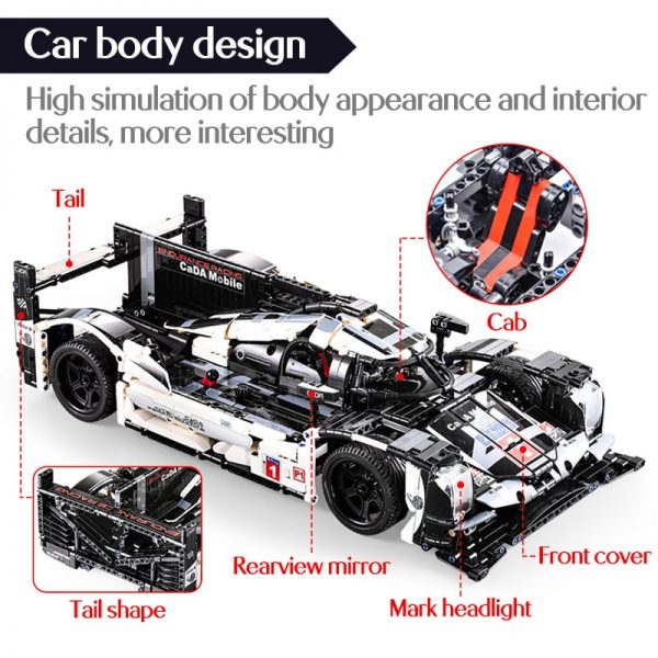 Porsche 919 Hybrid Sports-Car Technic CADA C61016 with 1589 pieces