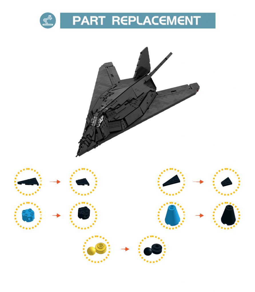 F-117 Nighthawk MOC-96820 Military Designed By Lego War Bricks With 1134 Pieces 