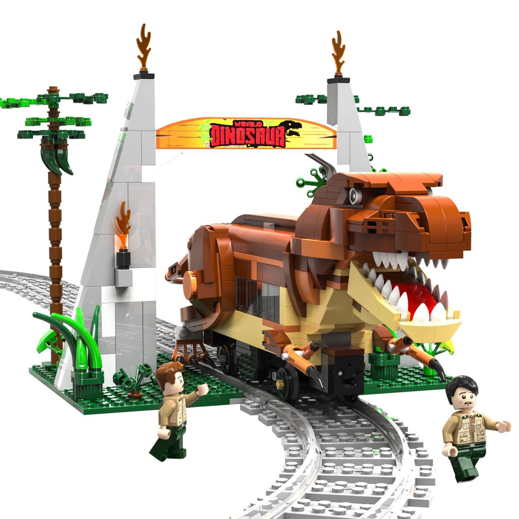 Jurassic TYrannosaurus Railcar Dinosaur Electric Train CaDa C59003 Creator with 1039 Pieces