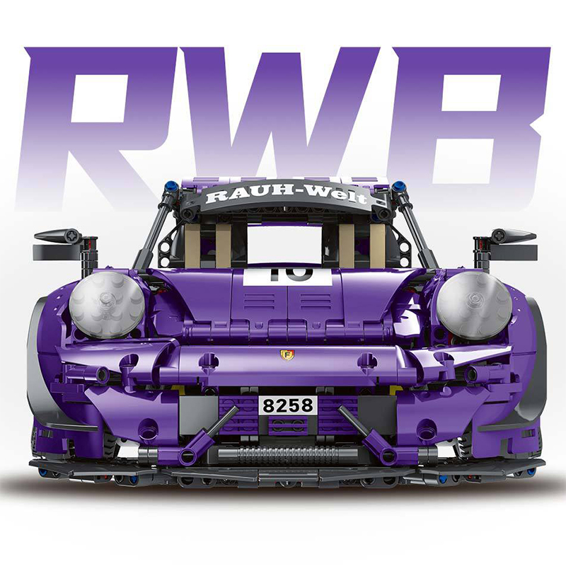 Purple Remote Control RWB Sports Car FEIFAN F10003 Technic with 2088 Pieces