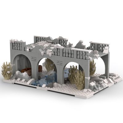 World War II Winter Broken Bridge Ruins MILITARY MOC-89789 WITH 543 PIECES