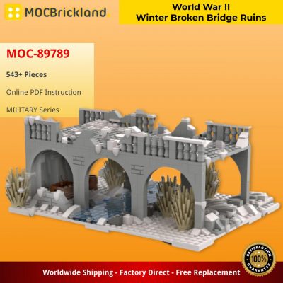 World War II Winter Broken Bridge Ruins MILITARY MOC-89789 WITH 543 PIECES