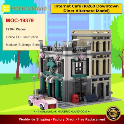MOC-19379 Modular Building Internet Café (10260 Downtown Diner Alternate Model Modular) Designed By Huaojozu With 2220 Pieces