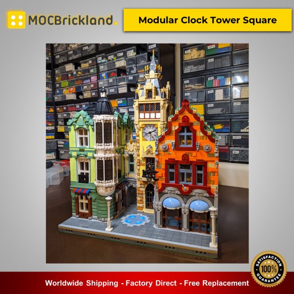 MOC-21266 Modular Clock Tower Square Modular Buildings Designed By bricksandtiles With 6800 Pieces