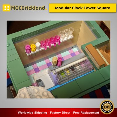 MOC-21266 Modular Clock Tower Square Modular Buildings Designed By bricksandtiles With 6800 Pieces