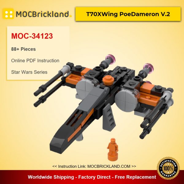 T70XWing PoeDameron V.2 MOC-34123 Designed By aolaughlin Star Wars With 88 Pieces