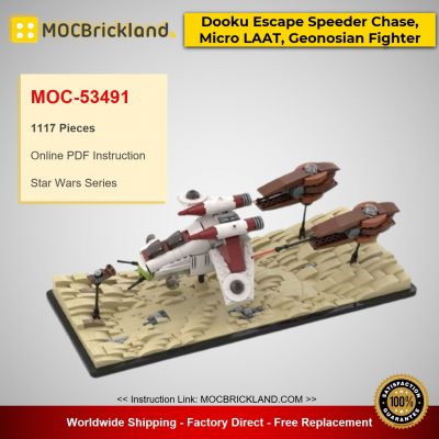 Dooku Escape Speeder Chase, Micro LAAT, Geonosian Fighter Episode II MOC-53491 Star Wars 6211 With 1117 Pieces