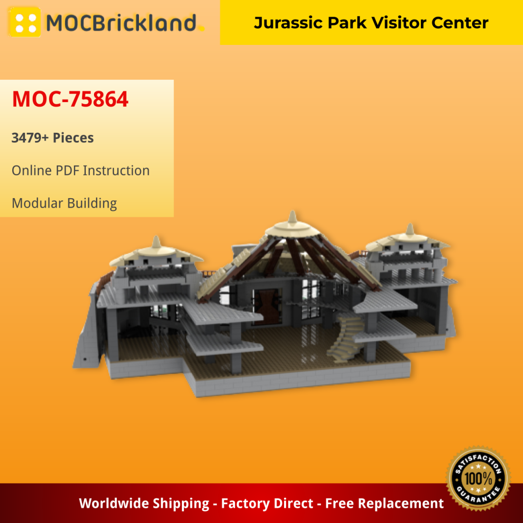 The Jurassic Park Visitor Center MOC-75864 Modular Building Designed By Brick-o-lantern With 3479 Pieces