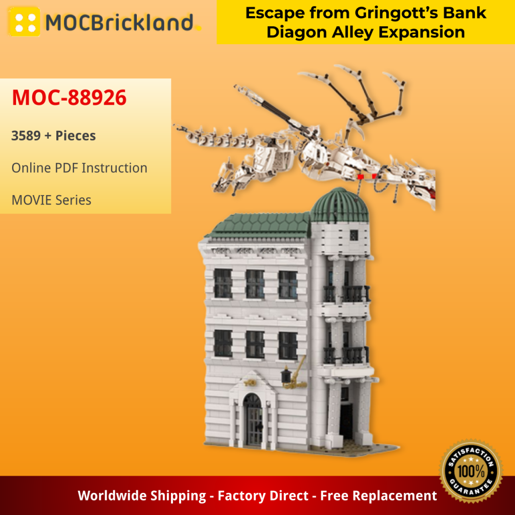 Escape from Gringott's Bank and Diagon Alley expansion MOC-88926 Movie Designed By Micmacpadwac With 3589 pieces
