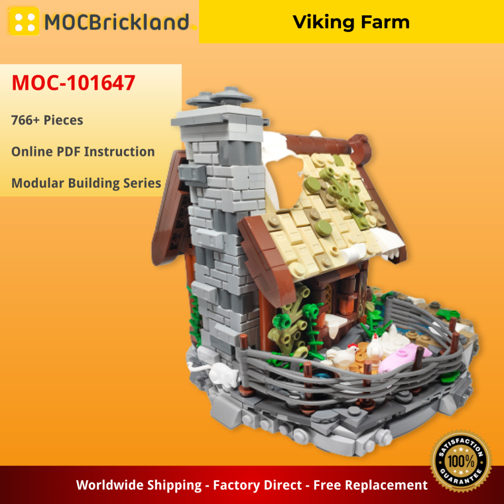 Viking Farm MOC-101647 Modular Building Designed By B_rickwall With 766 Pieces