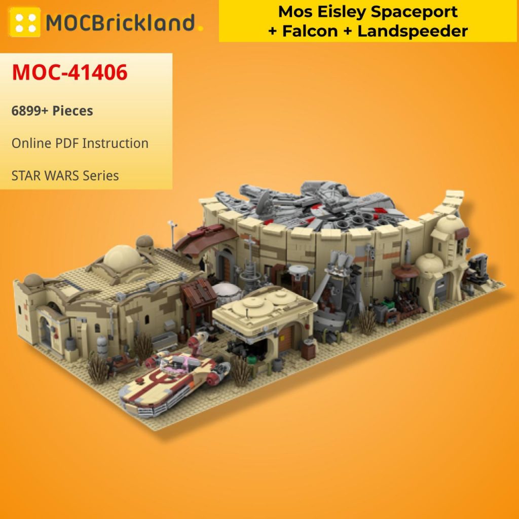 Mos Eisley Spaceport + Falcon + Landspeeder MOC-41406 Star Wars with 6899 pieces