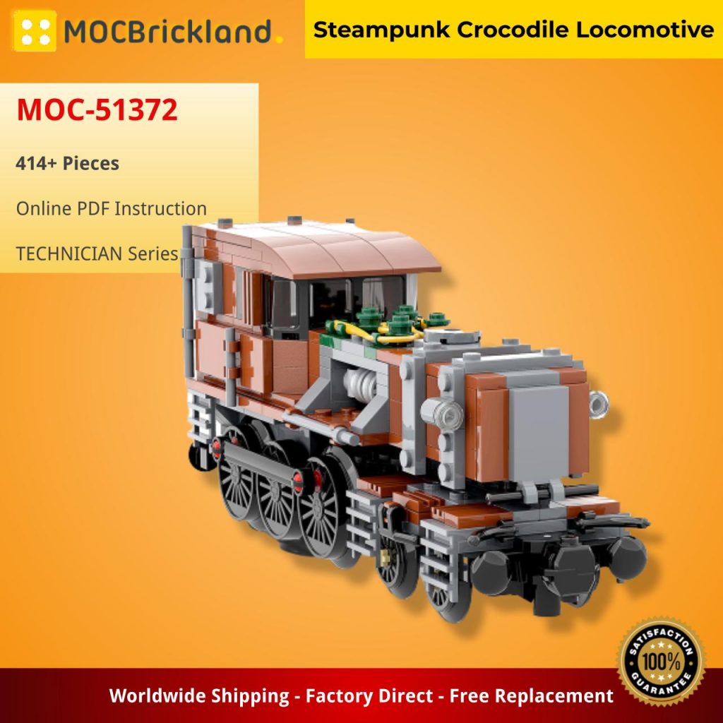 Steampunk Crocodile Locomotive MOC-51372 Technic with 414 pieces