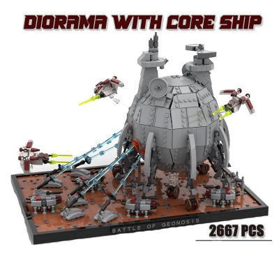Battle of Geonosis Diorama with Core Ship – Clone Wars Star Wars MOC-97760 with 2667 pieces