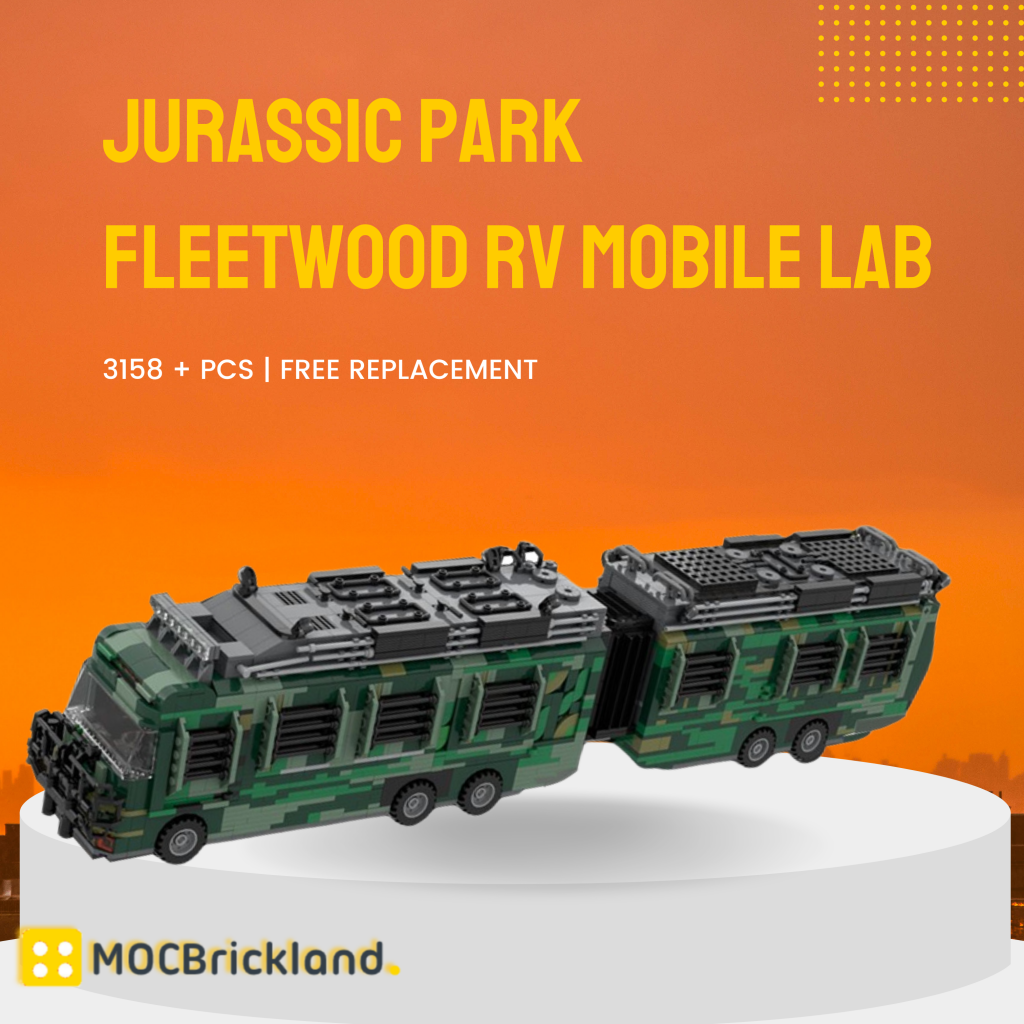 Jurassic Park Fleetwood RV Mobile LAB MOC-112801 Movie with 3158 Pieces