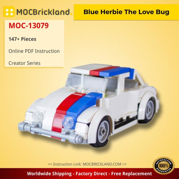 Blue Herbie The Love Bug Creator MOC-13079 by jerrybuildsbricks WITH 147 PIECES
