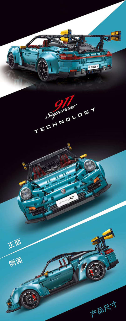 GT2RS – 911 Blue TGL T5026B Technic with 3389 Pieces
