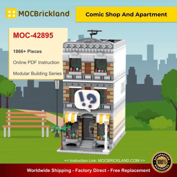 Comic Shop And Apartment MOC 42895 Modular Building Designed By Brickmonster With 1866 Pieces
