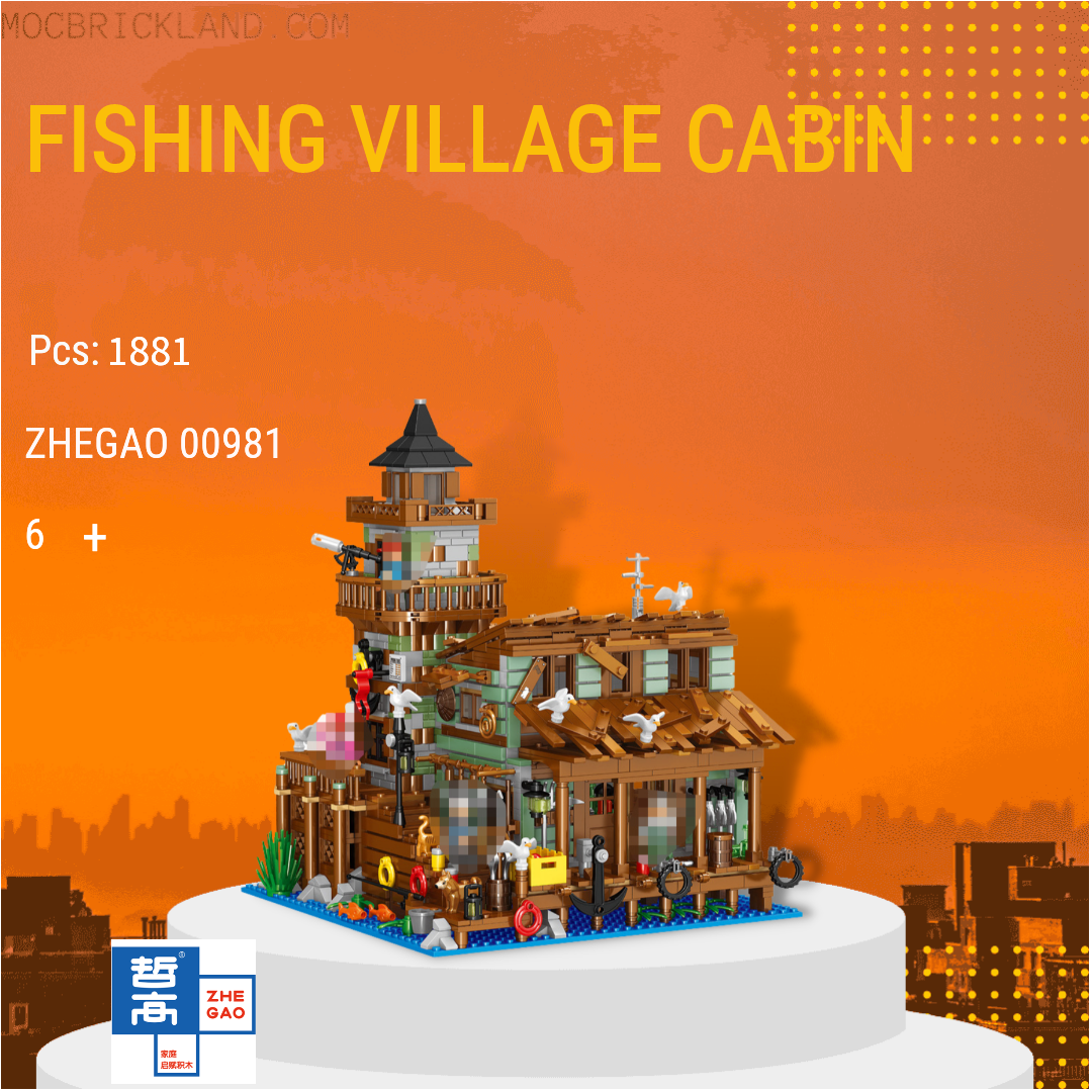Fishing Village Cabin ZHEGAO 00981 Creator Expert with 1881 Pieces - MOC  Brick Land