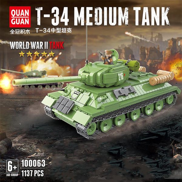 Military quanguan 100063 t-34 soviet medium tank