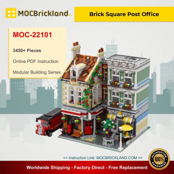 Brick Square Post Office MOC 22101 Modular Buildings Designed By Bricked1980 With 3450 Pieces
