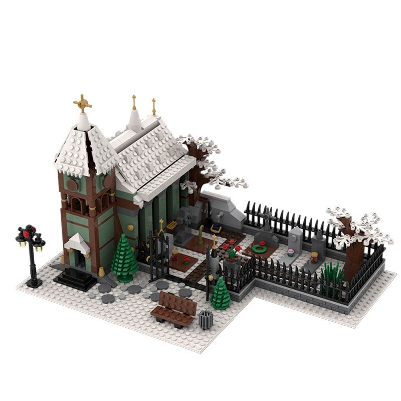 MOCBRICKLAND MOC-31149 Winter Village Church with Graveyard