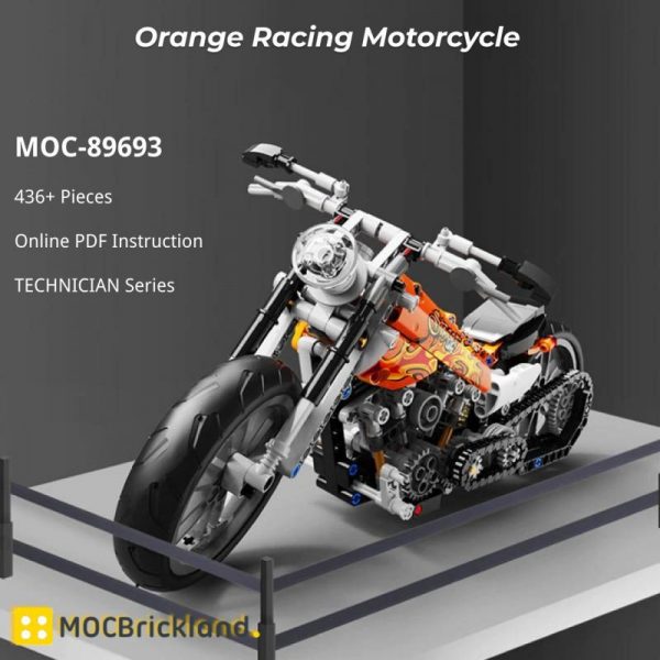 MOCBRICKLAND MOC-89693 Orange Racing Motorcycle