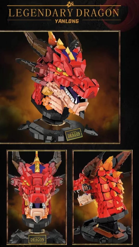 Legendary Fire Dragon Head Yanlong LELE LN1008 Creator With 2713 Pieces