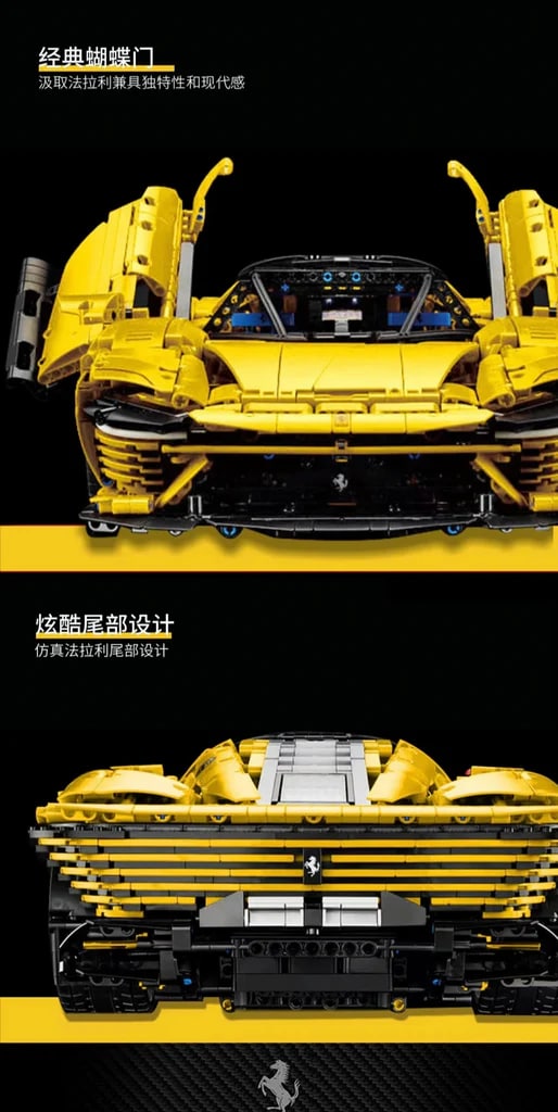 Yellow Ferrari LISONG 43143 Technic With 3778 Pieces
