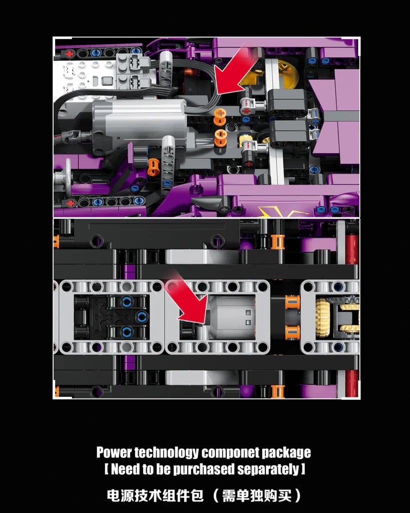 Purple Lamborghini Sports JIE STAR 6366 Technic With 1212 Pieces