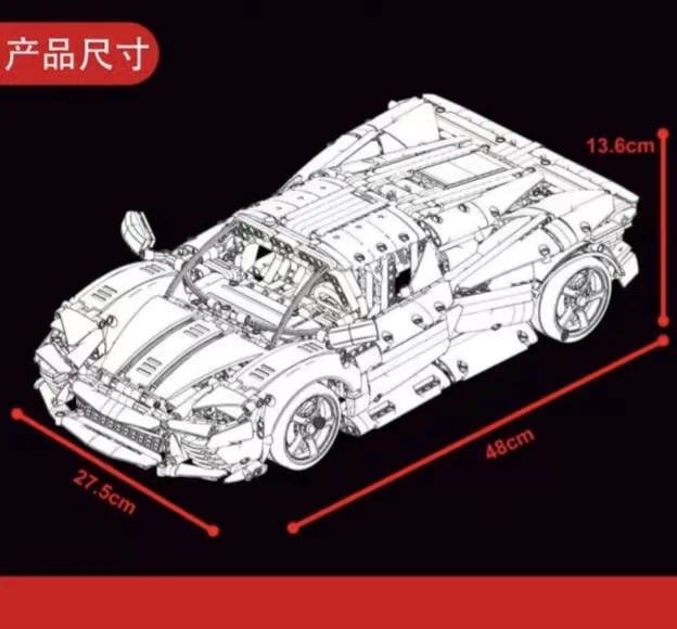 1:10 Red Ferrari Daytona SP3 TGL T5032 Technic With 2438 Pieces