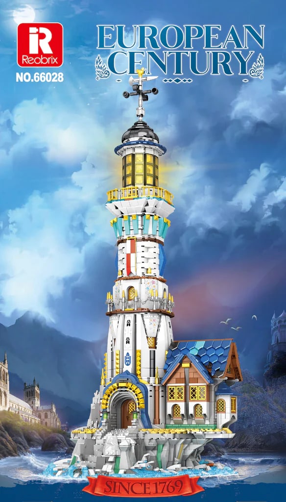 Medieval Lighthouse European Century Reobrix 66028 Modular Building With 3228 Pieces