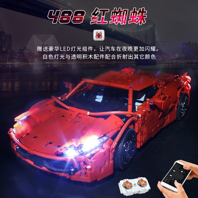 Mould King 13048 RC Red Ferrari 488